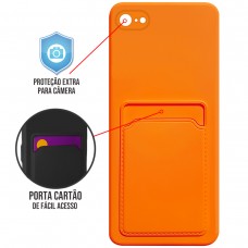 Capa para iPhone 7/8 e SE 2020/2022 - Emborrachada Case Card Laranja